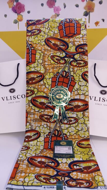 VLISCO SUPER WAX Pagne Tissus de luxe le vrai l'original 6 yds