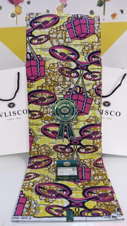 VLISCO SUPER WAX Pagne Tissus de luxe le vrai l'original 6 yds